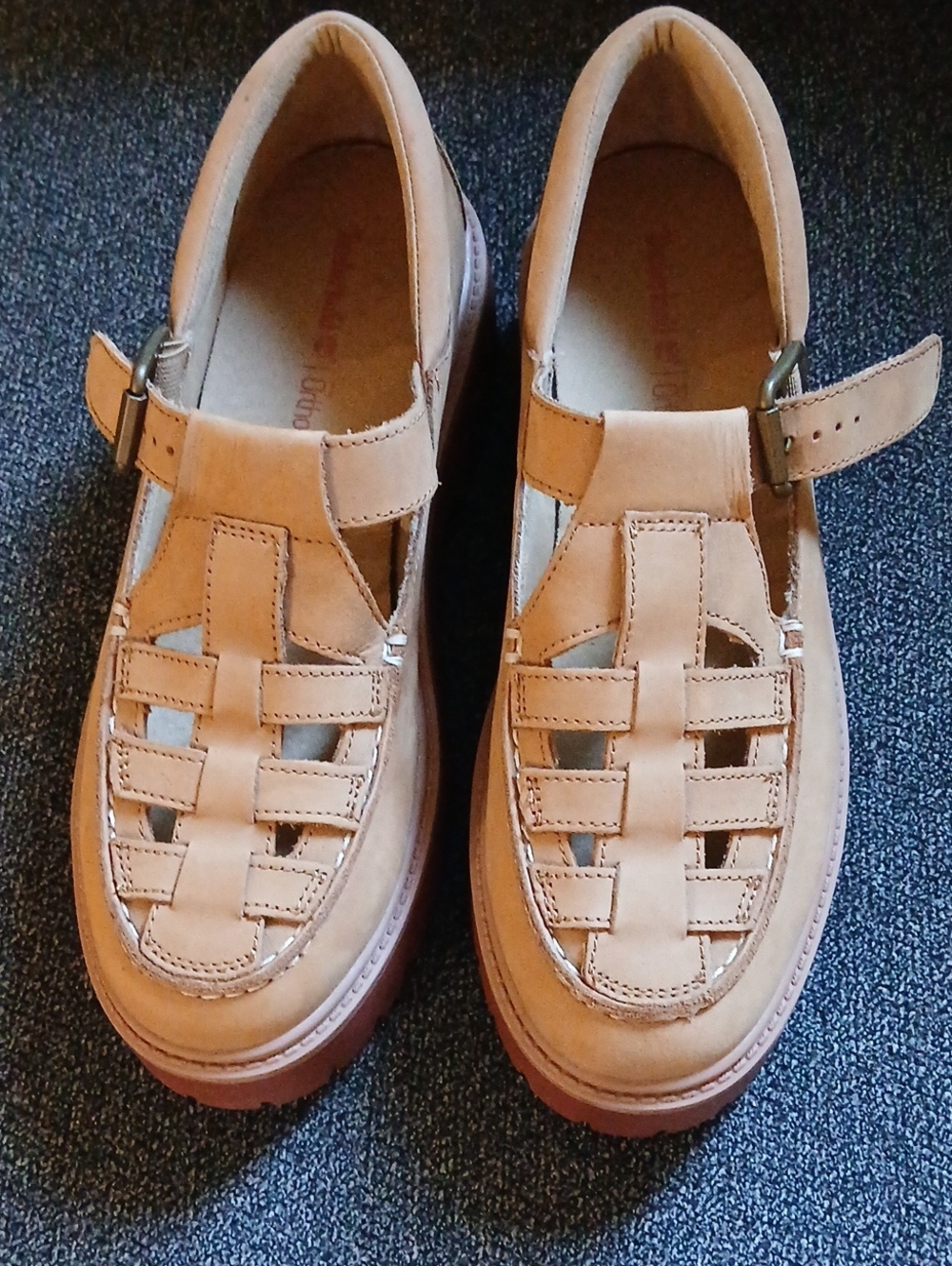 Timberland Tan Leather Woven Strap Loafers